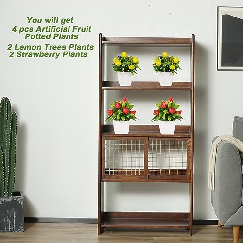 4 Piece Fake Potted Plants with Artificial Fruit and Greenery