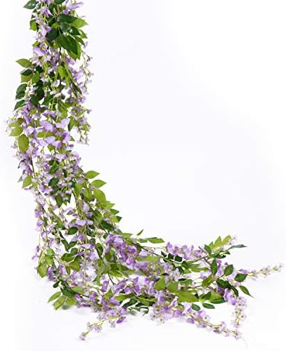 Lvydec Wisteria Artificial Flowers Garland Light Purple 288ft 4 Pcs