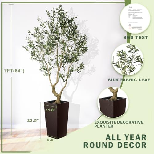 LYERSE Faux Olive Tree 7ft Artificial Indoor Decor