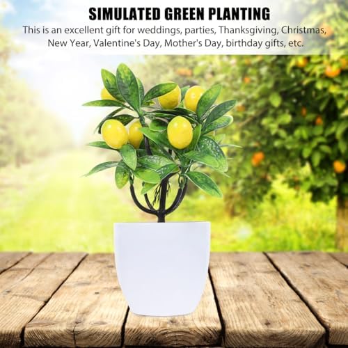 PRETYZOOM 2pcs Artificial Lemon Tree 24cm Potted Plant