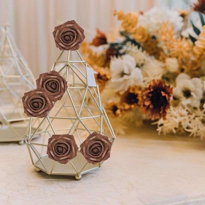 Brown Artificial Roses 25pcs for Wedding DIY Decor