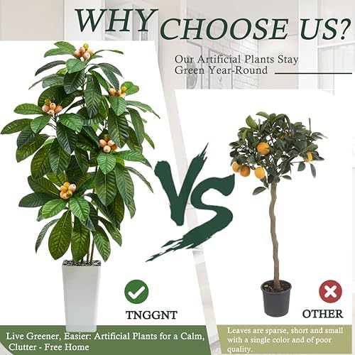 Realistic Artificial Loquat Tree with Lifelike Fruits 5FT White
