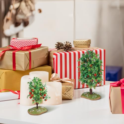 2Pcs Lifelike Artificial Apple Trees for Home Office Decor
