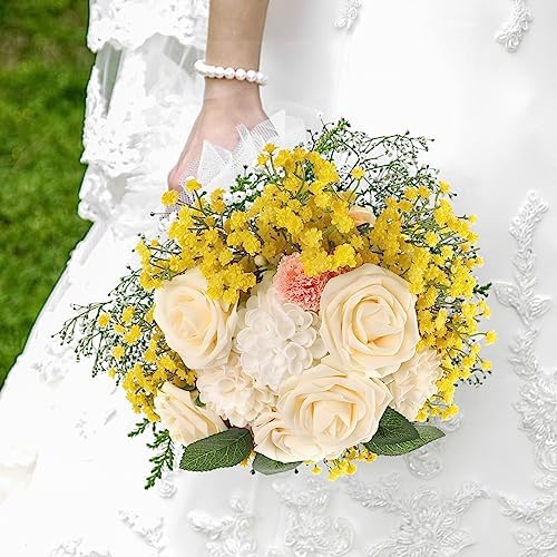 NT NIETING 10Pcs Yellow Artificial Babys Breath Flowers Bouquet Filler
