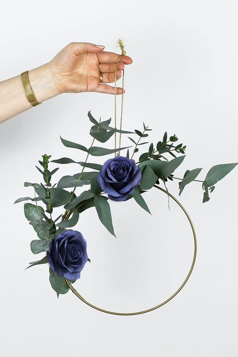 LVEFIT Artificial Rose Bouquet with 12 Pcs Long Stem Silk Roses Navy Blue