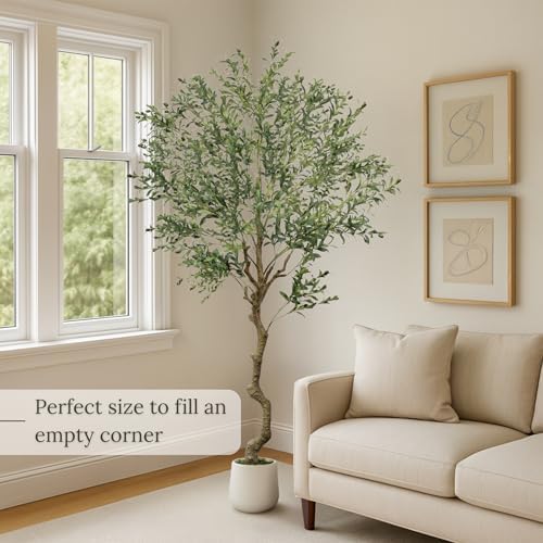 7FT Artificial Olive Tree with White Planter