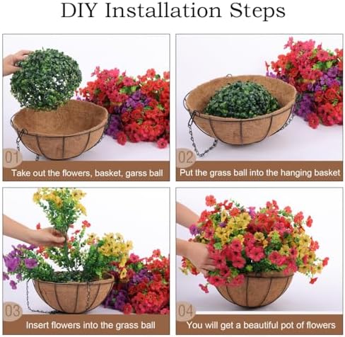 Hananona 2 Set Artificial Flowers with Hanging Baskets