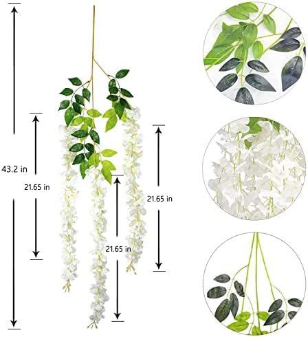 12Pcs Artificial Wisteria Flowers Hanging Garland Decor