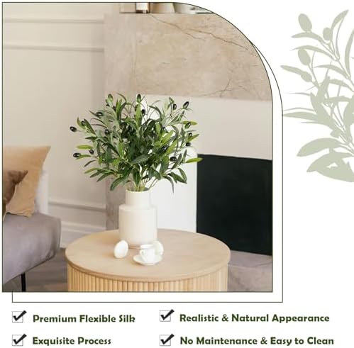 XONOR Artificial Olive Branches 6Pcs 16 Inch Set