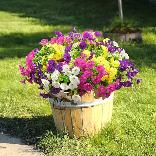 Ivydale 12 Bundle Artificial Morning Glory Flowers with Eucalyptus Leaves