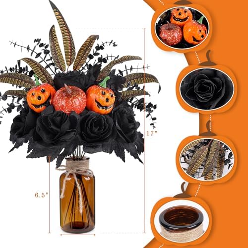 Halloween Artificial Flower Arrangements with Vase
