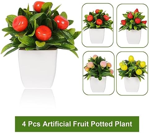 4pcs Mini Artificial Fruit Potted Plants for Home Decor