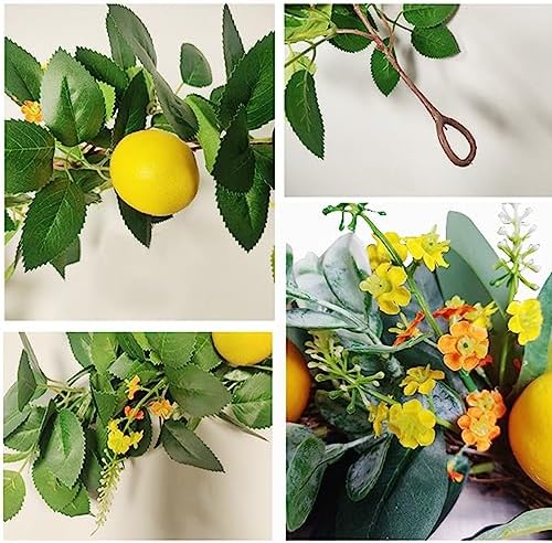 2 Pcs Artificial Lemon Garland with Flowers and Eucalyptus