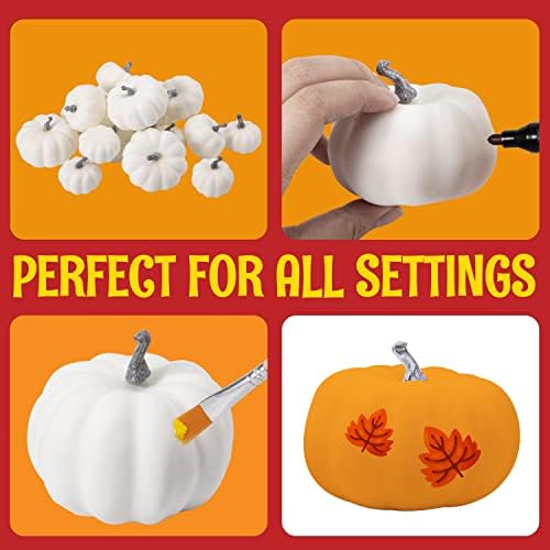 JOYIN Artificial White Pumpkins 18PCS Fall Decor Set