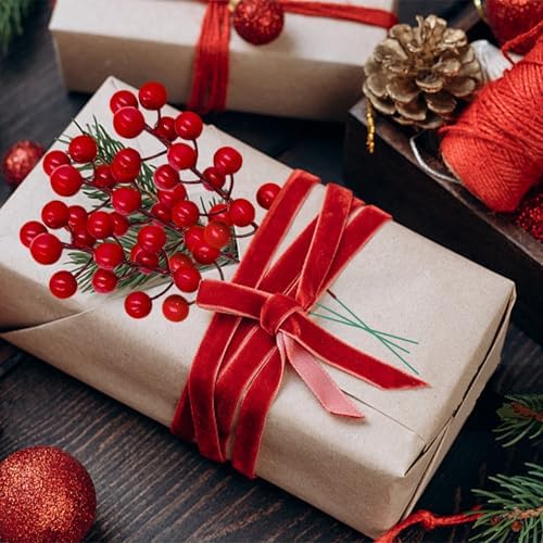 12 Pack Red Berried Holly Branches Christmas Decor