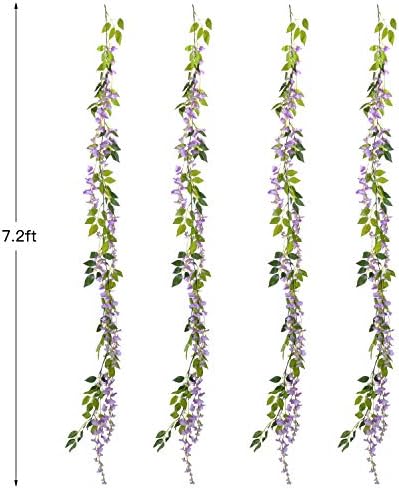Lvydec Wisteria Artificial Flowers Garland Light Purple 288ft 4 Pcs
