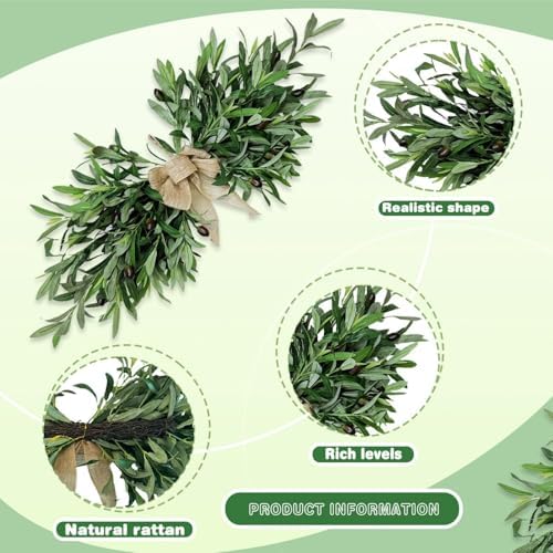 Artificial Olive Wreath 24 Inch 2 Pcs Swag for Wall