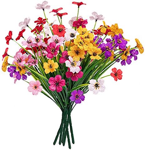 MACTING Artificial Flowers 6 Bundles UV Resistant Outdoor Decor