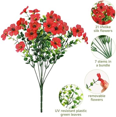 SHareconn 24 Bundle Artificial Flowers for Outdoor Decor