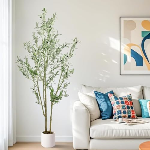 Realistic Artificial Olive Tree 6FT with White Planter
