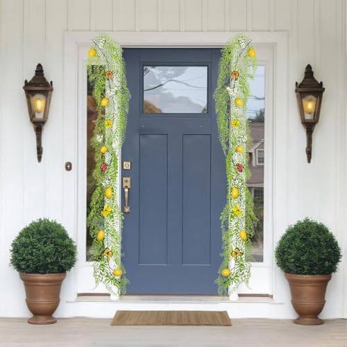 69in Artificial Lemon Vine Garland with Leaves and Butterflies