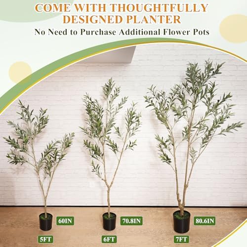 KULAMOON Artificial Olive Tree with Planter 5ft Black Realistic Fruits
