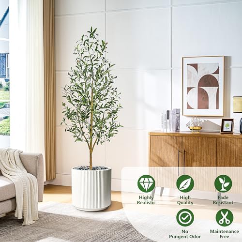 Artificial Olive Tree with White Planter Home Decor