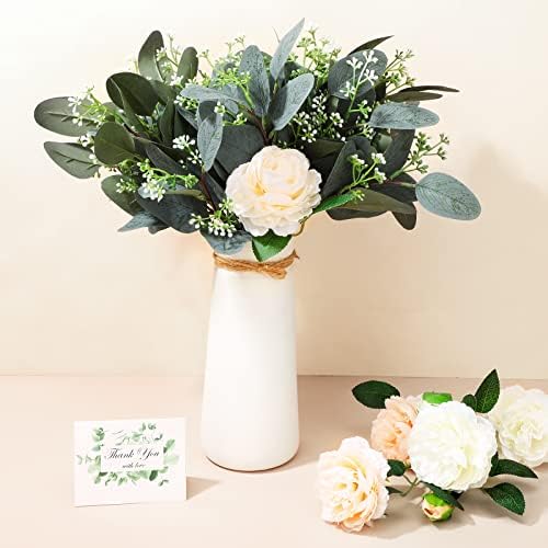 Janinka Artificial Eucalyptus Leaves with White Seeds 60 Pcs