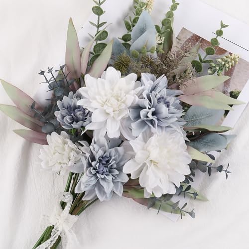 Blue White Artificial Flowers Bouquet for Home Wedding Decor