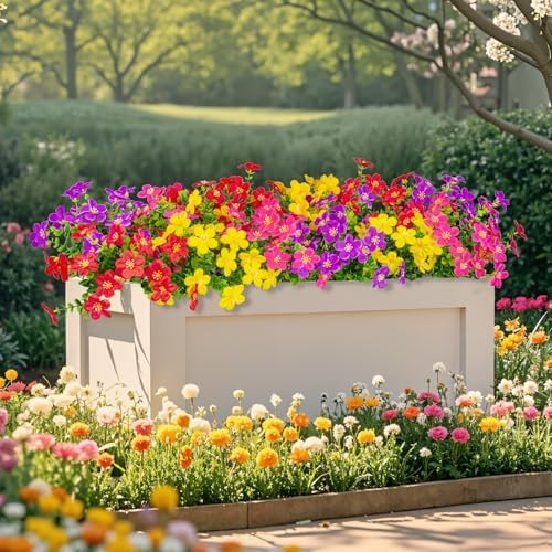 16 Piece Artificial Flowers Outdoor Decor UV Resistant