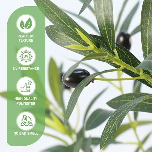 GOVIRAYE Artificial Olive Tree 5ft - Lifelike Indoor Faux Plant