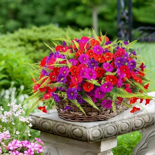 HIAGROW Artificial Petunias Flowers 12 Bundles UV Resistant Decor