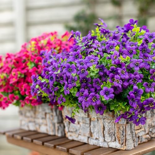 AXYLEX Artificial Flowers for Outdoor Decor Purple