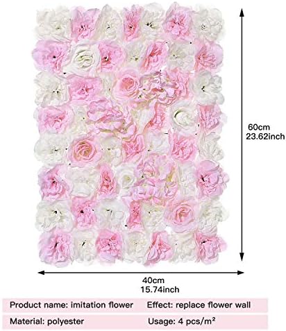 OWERU Artificial Flower Wall Panel 24x16 Inch