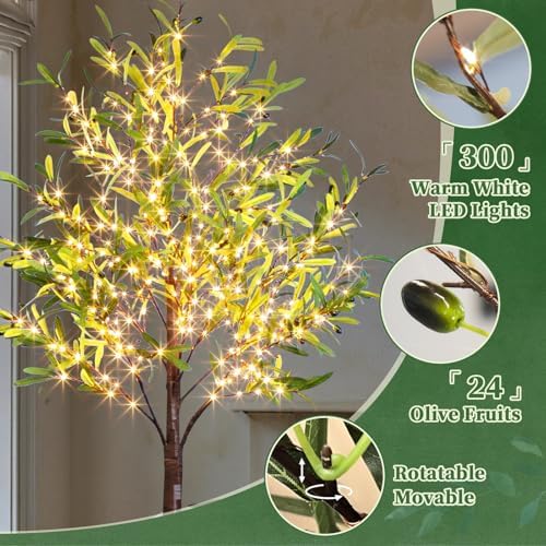 Vanthylit 6ft Artificial Olive Tree with 300 LED Lights