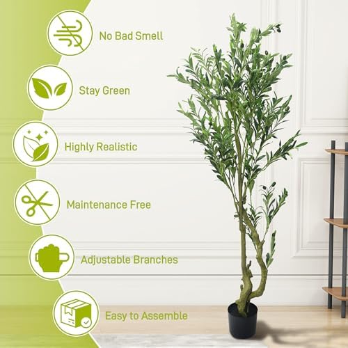 Quibbay 5FT Artificial Olive Tree with Lifelike Fruits