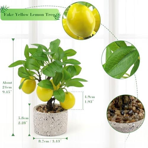 Woration Artificial Fake Yellow Lemon Tree Bonsai