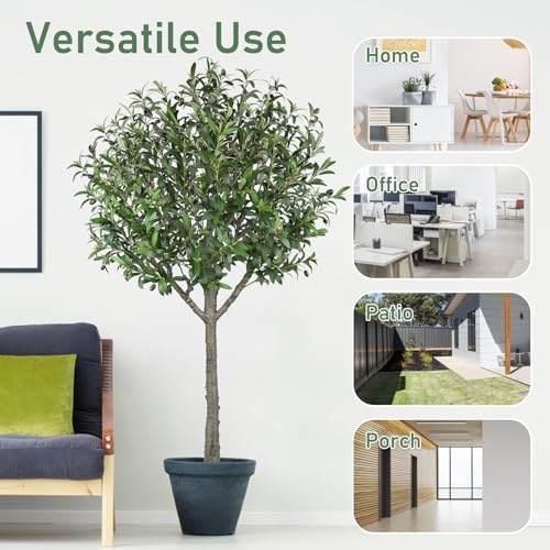 Fairblo 6 FT Artificial Olive Tree with 2100 Leaves and 80 Fruits