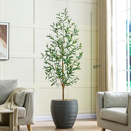 Artificial Olive Trees 6 FT Black Planter