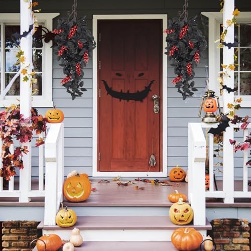 Black Maple Leaf Garland Halloween Decor Set 2 Pcs