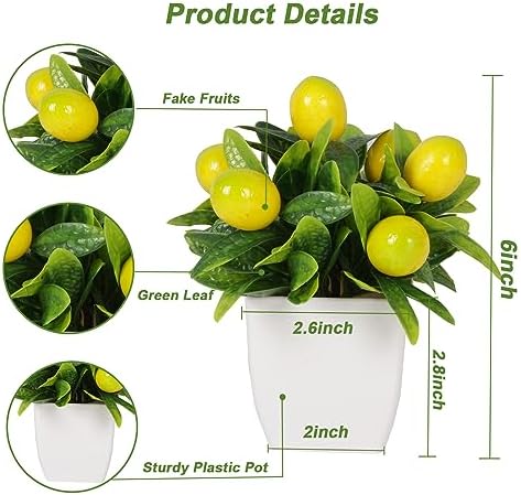 4 Piece Fake Potted Plants with Artificial Fruit and Greenery