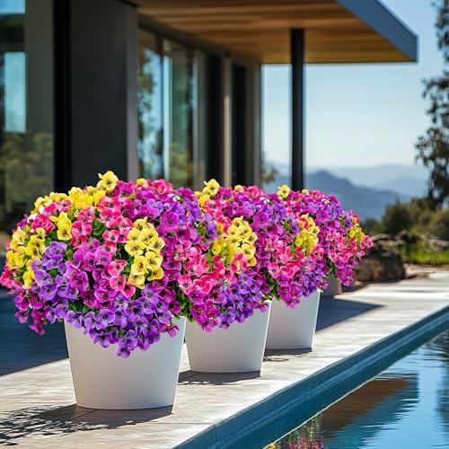 AXYLEX Artificial Flowers Outdoor Decor 16 Bundles Set