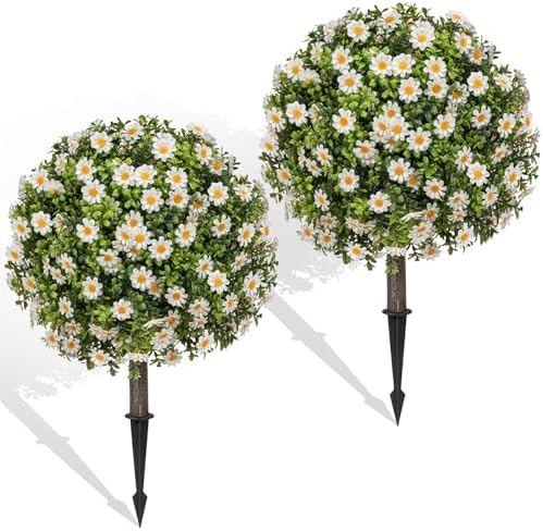 Artificial Topiary Ball with Ground Spike Set of 2
