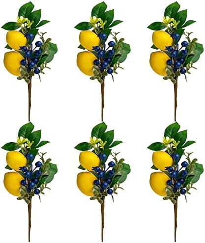 12 Inch Artificial Lemon Blueberry Branches Pack of 6