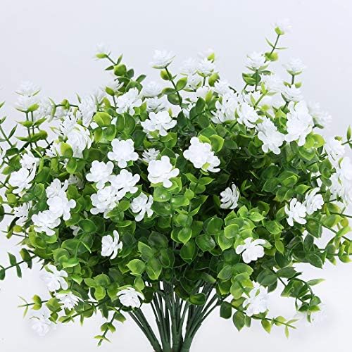 HAPLIA 6 Bundle Artificial Flowers Set - White UV Resistant