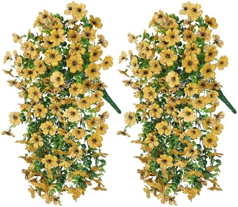 INSPRING Artificial Flowers Fall Decor 2PCS Yellow Daisy Trailing Vines