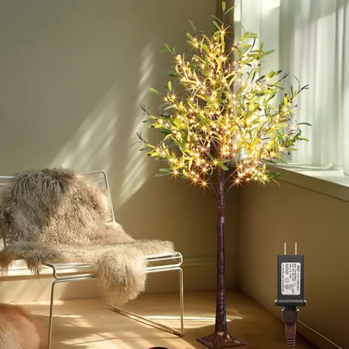 Vanthylit 6ft Artificial Olive Tree with 300 LED Lights