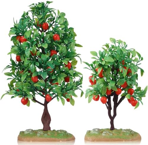 2Pcs Lifelike Artificial Apple Trees for Home Office Decor