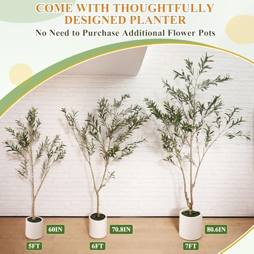 KULAMOON Artificial Olive Tree with Planter 5ft White