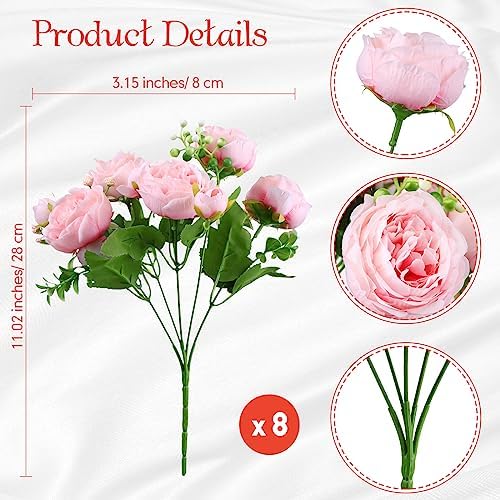 Geosar 8 Bundle Artificial Pink Peonies Flowers